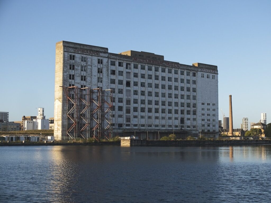 Large industrial building by the water