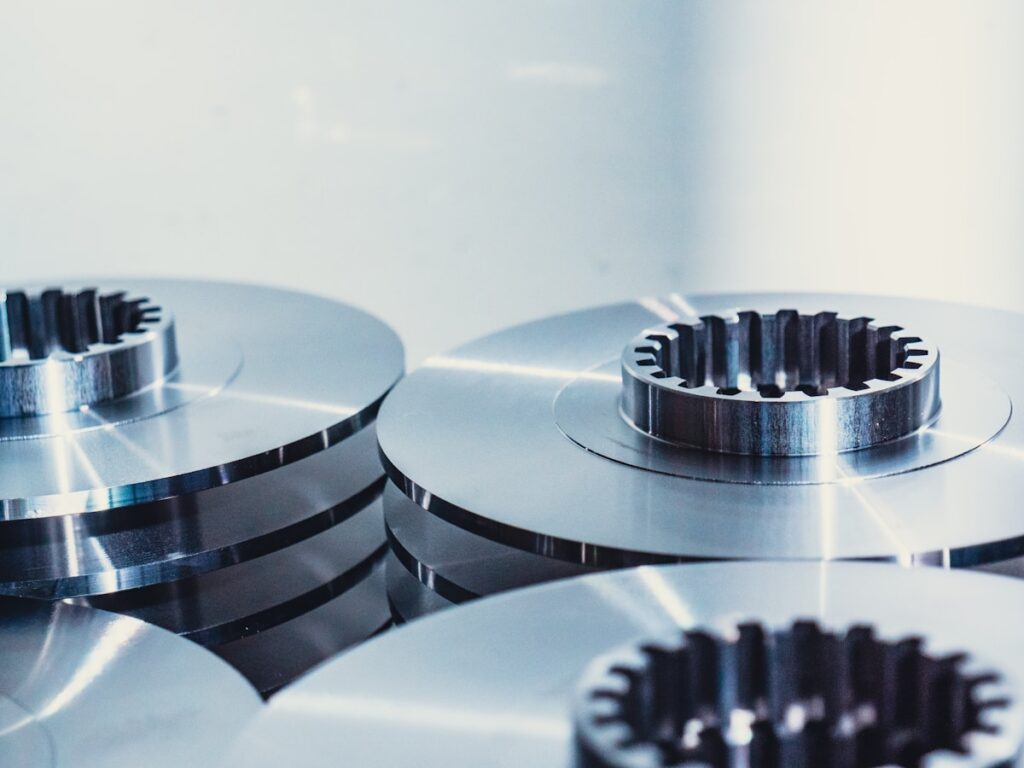 a close up of a set of metal discs