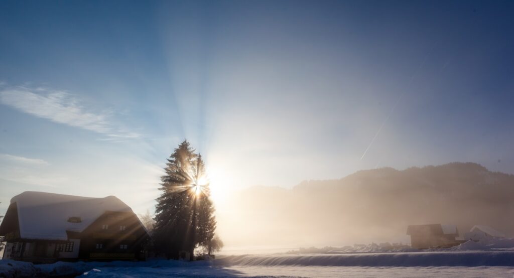 sun setting over the horizon